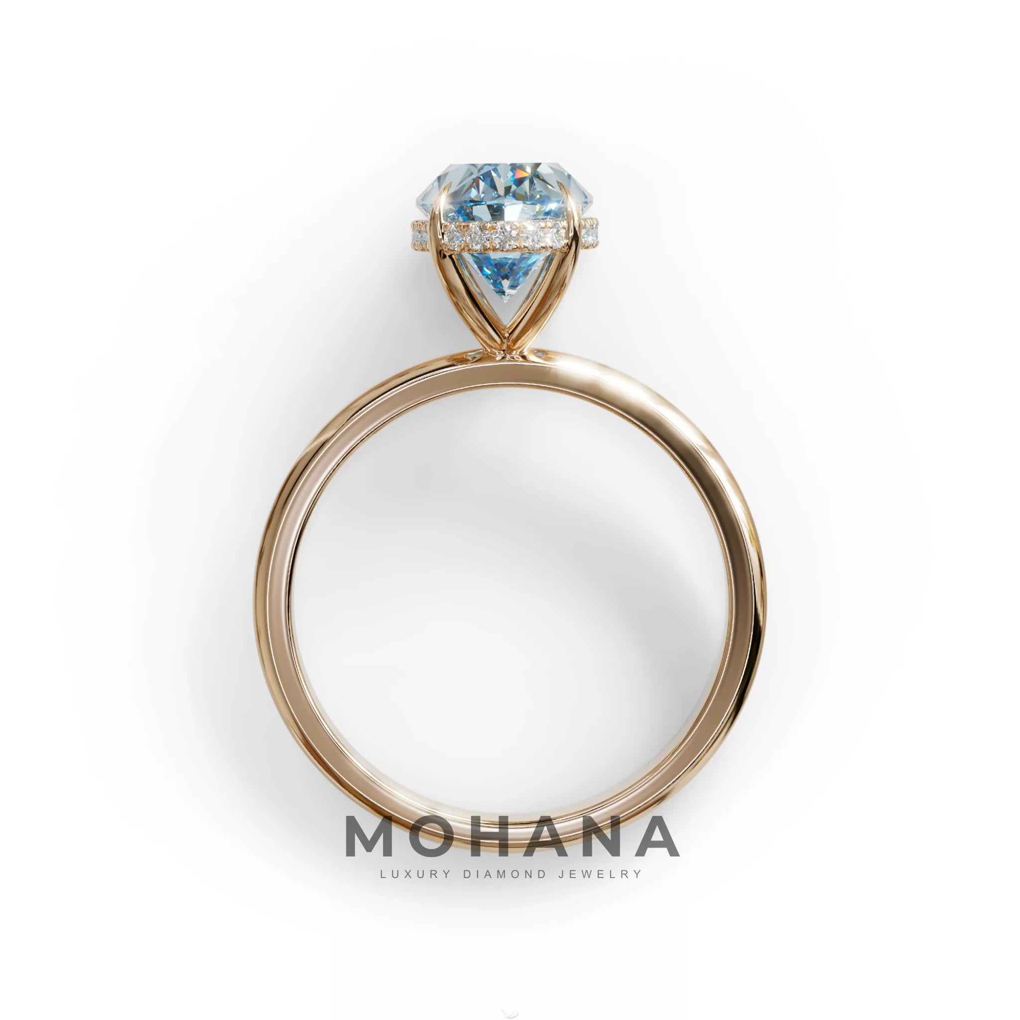 2.5 Carat Blue Oval Cut Hidden Halo Lab Diamond Ring - Mi Amor