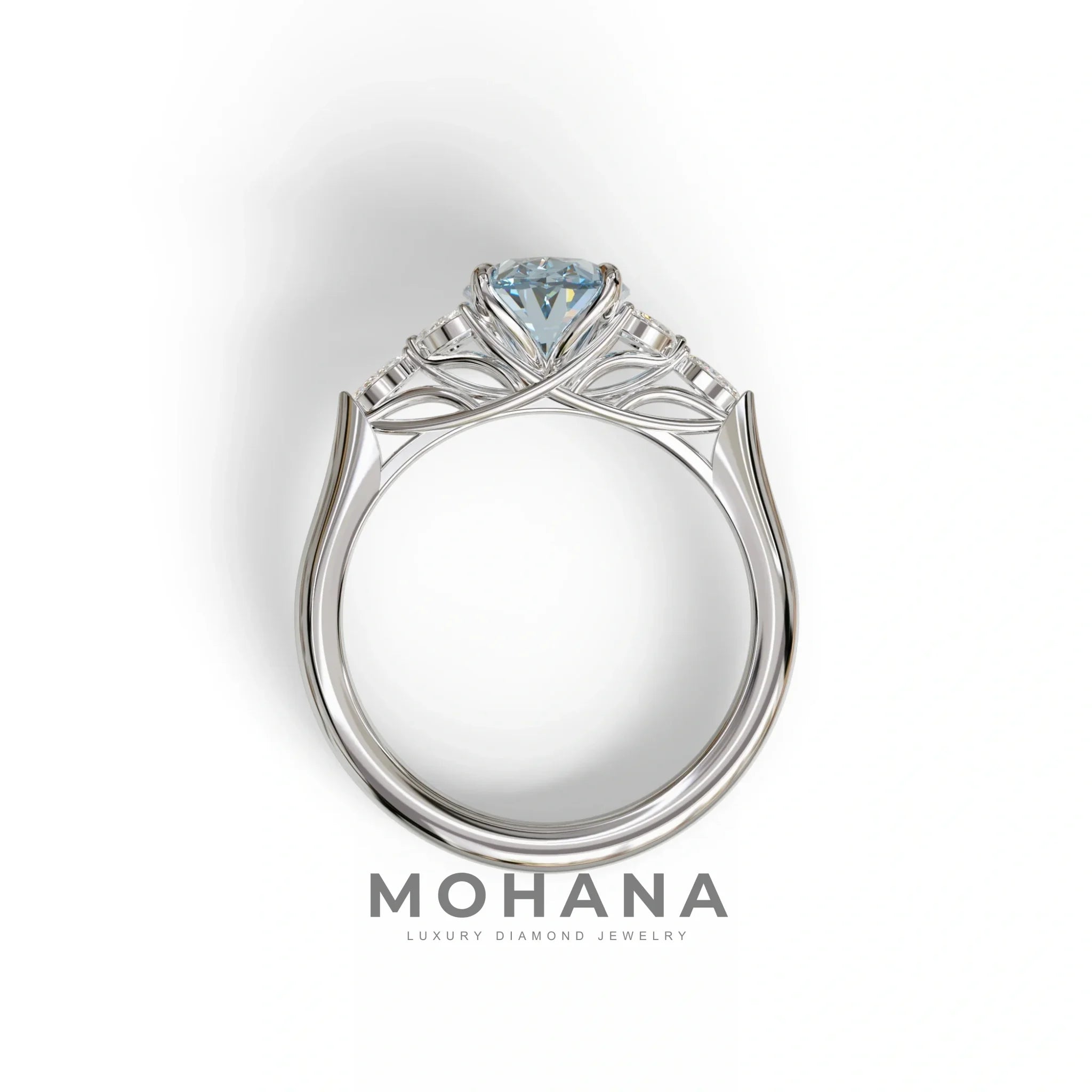 2.5 Carat Blue Lab Grown Diamond Engagement Ring · Oval Cut Nature-Inspired | Halcyon - view 8