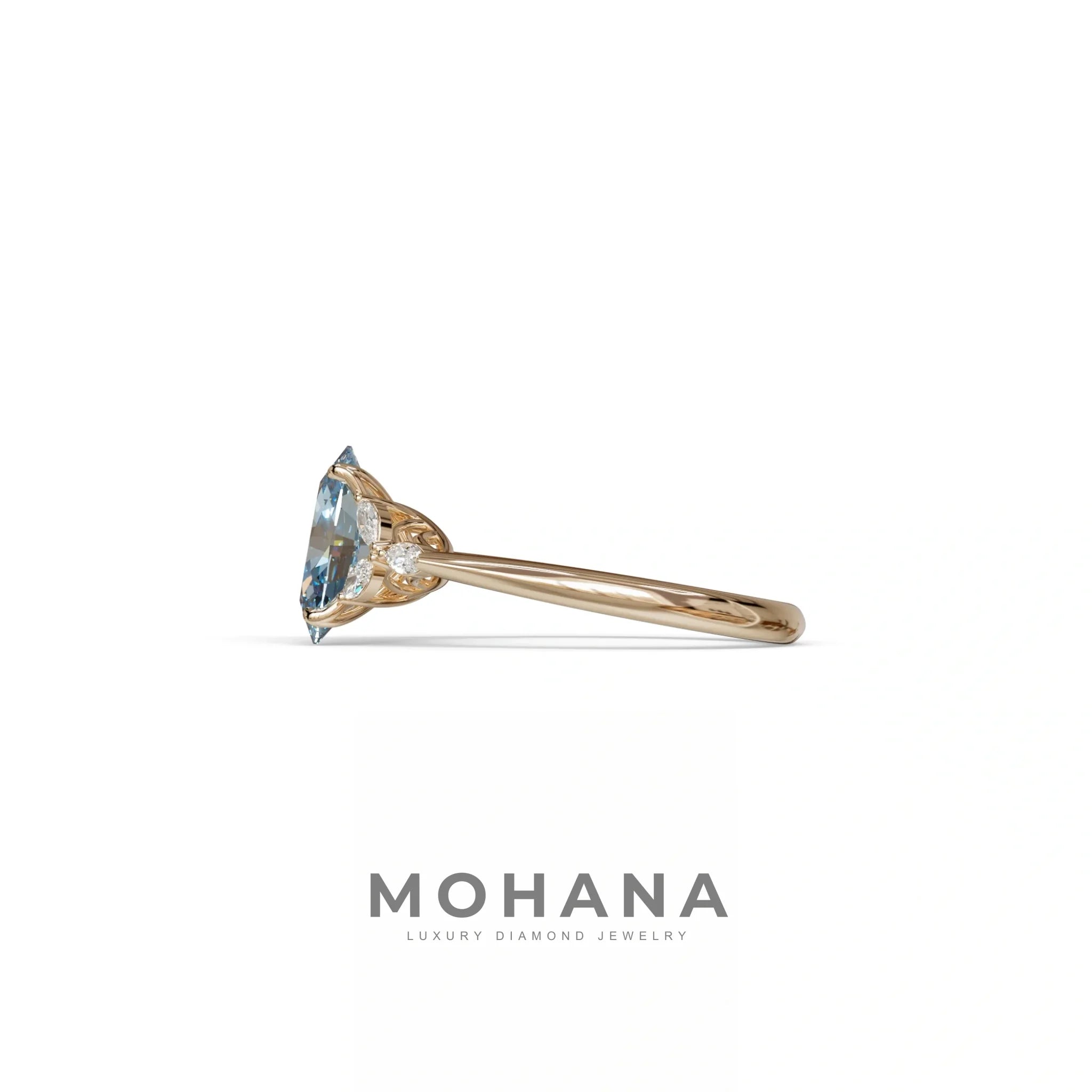 2.5 Carat Blue Lab Grown Diamond Engagement Ring · Oval Cut Nature-Inspired | Halcyon - view 5