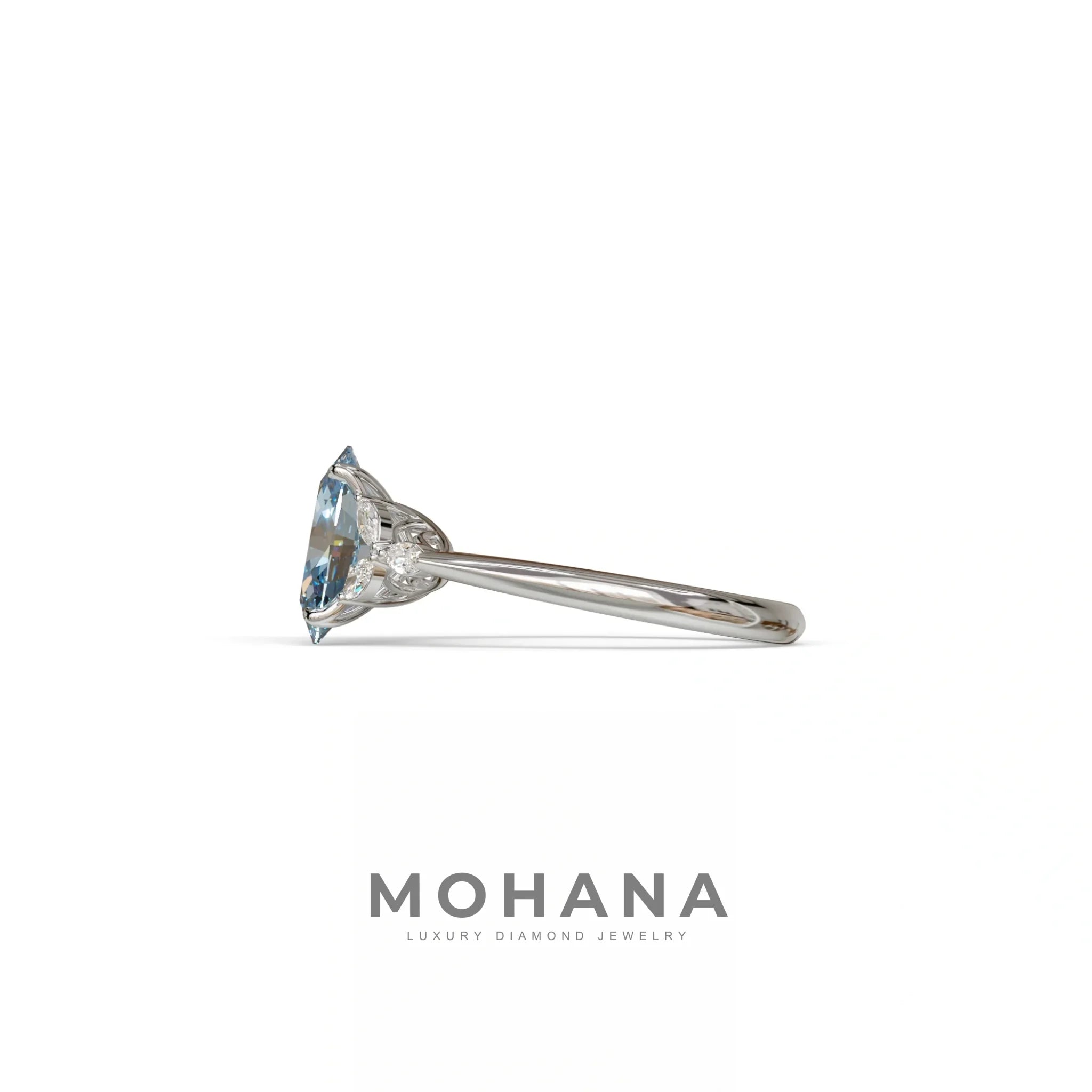 2.5 Carat Blue Lab Grown Diamond Engagement Ring · Oval Cut Nature-Inspired | Halcyon - view 6
