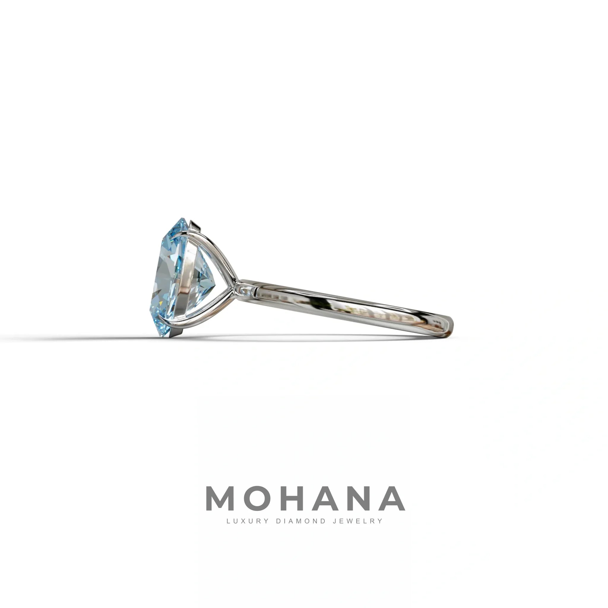 Blue Oval Cut Solitaire Lab Grown Diamond Engagement Ring - Curiosa