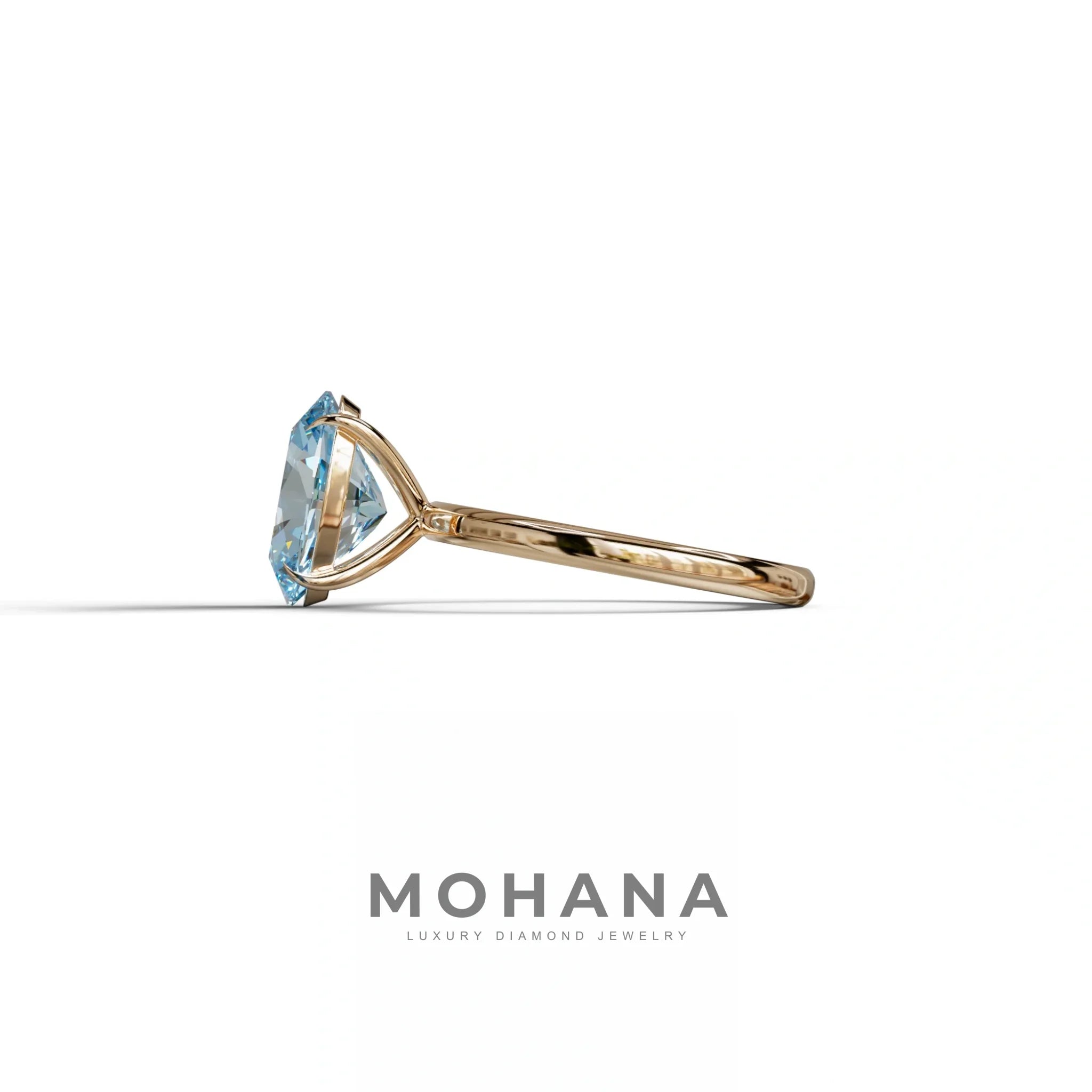 Blue Oval Cut Solitaire Lab Grown Diamond Engagement Ring - Curiosa