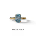 Blue Oval Cut Hidden Diamond Solitaire Lab Grown Diamond Ring - Secrecy - 2 Carat / 10K Solid Gold / Yellow Gold