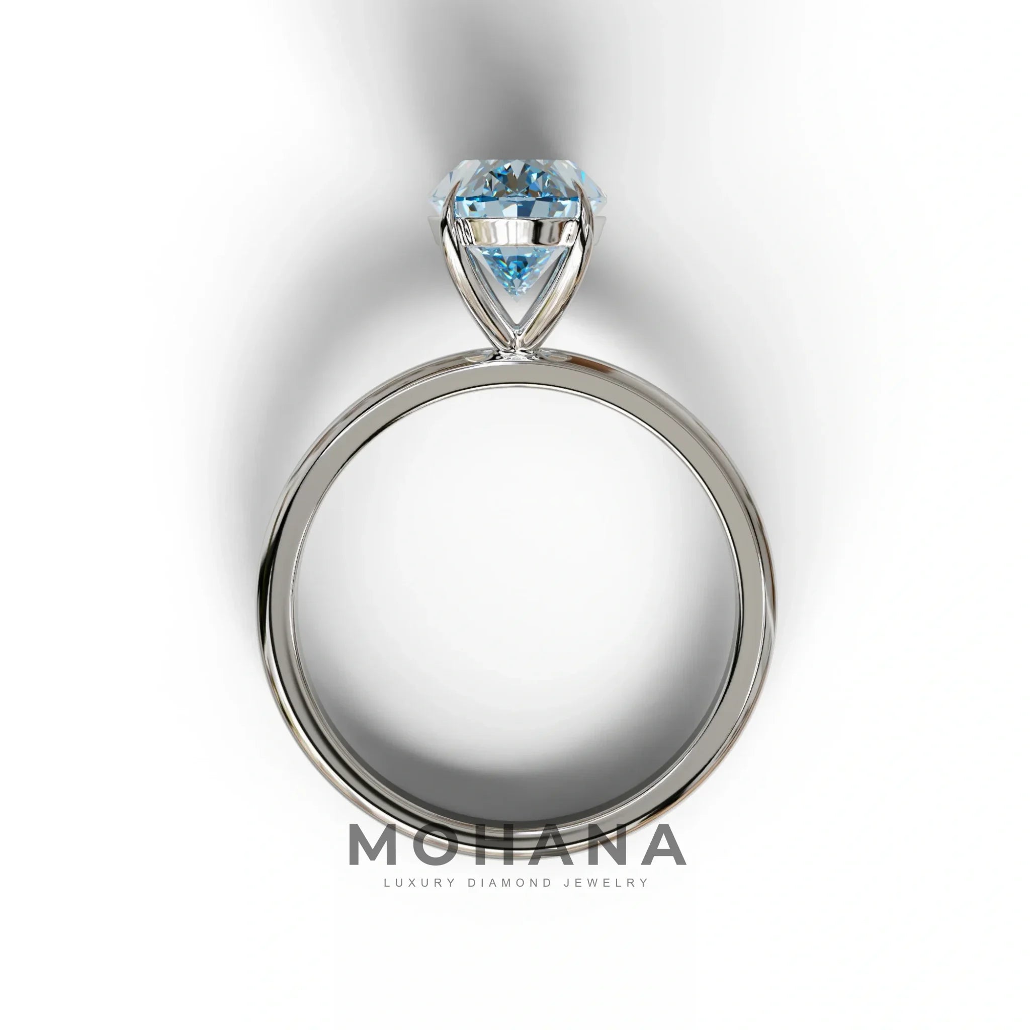 Blue Oval Cut Solitaire Lab Grown Diamond Engagement Ring - Curiosa