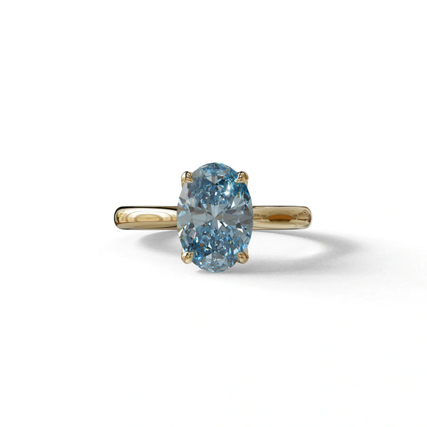 2 to 5 Carat Blue Lab Grown Diamond Engagement Ring – Oval Cut Solitaire | Secrecy