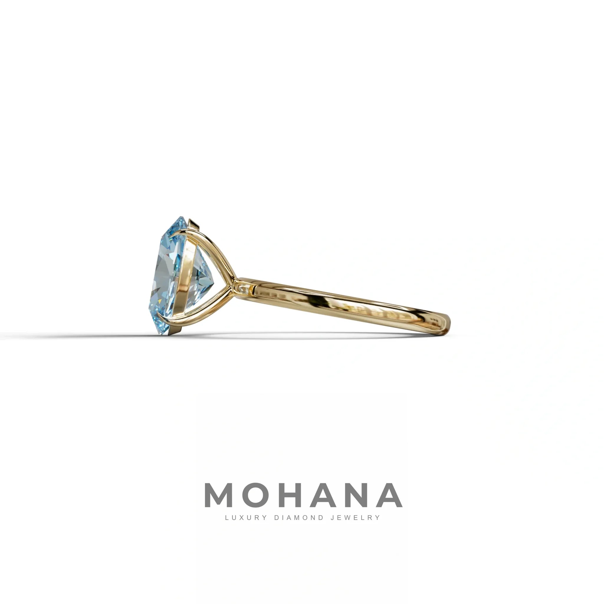 Blue Oval Cut Solitaire Lab Grown Diamond Engagement Ring - Curiosa