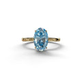 Blue Oval Cut Solitaire Lab Grown Diamond Engagement Ring - Curiosa - 2 Carat / 10K Solid Gold / Yellow Gold