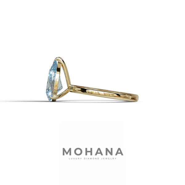 2 to 5 Carat Blue Lab Grown Diamond Engagement Ring – Pear Cut Solitaire | Maniola alternate view
