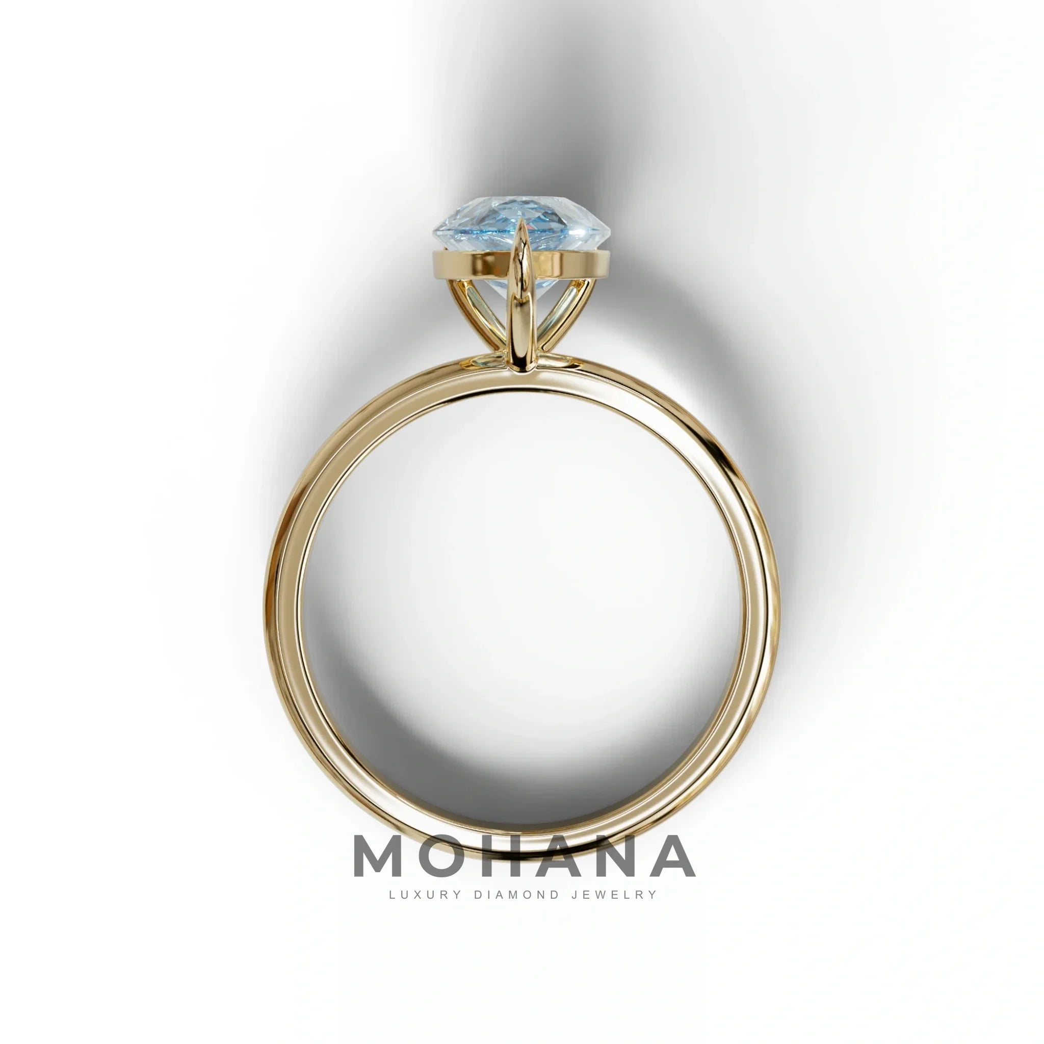 Fancy Blue Pear Cut Solitaire Lab Grown Diamond Engagement Ring - Maniola