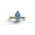 Fancy Blue Pear Cut Solitaire Lab Grown Diamond Engagement Ring - Maniola - 2 Carat / 10K Solid Gold / Yellow Gold