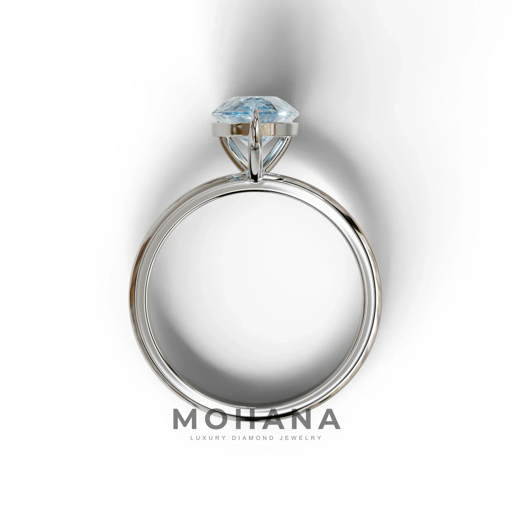 Fancy Blue Pear Cut Solitaire Lab Grown Diamond Engagement Ring - Maniola