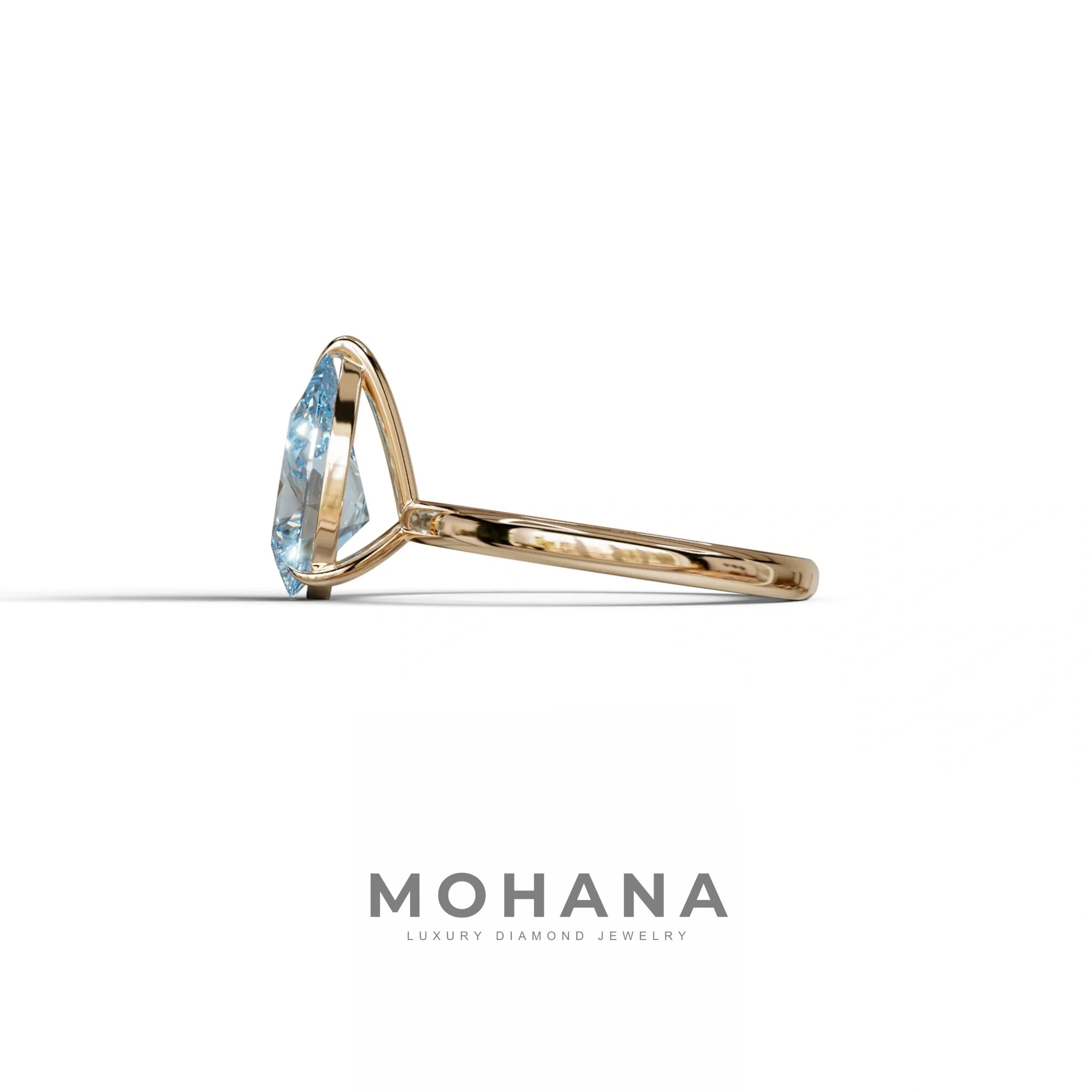 Fancy Blue Pear Cut Solitaire Lab Grown Diamond Engagement Ring - Maniola