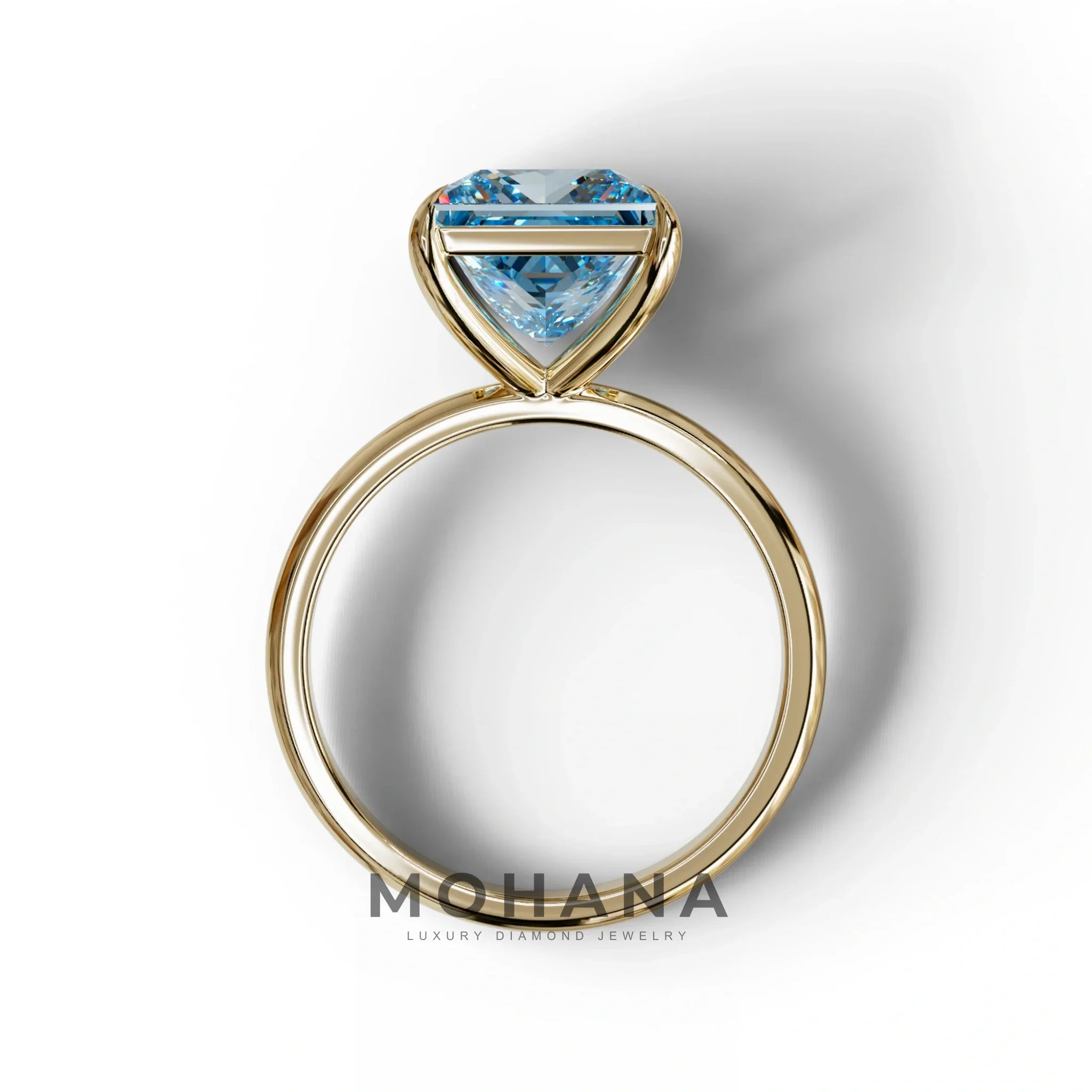Fancy Blue Princess Cut Solitaire Lab Grown Diamond Engagement Ring - Speyeria