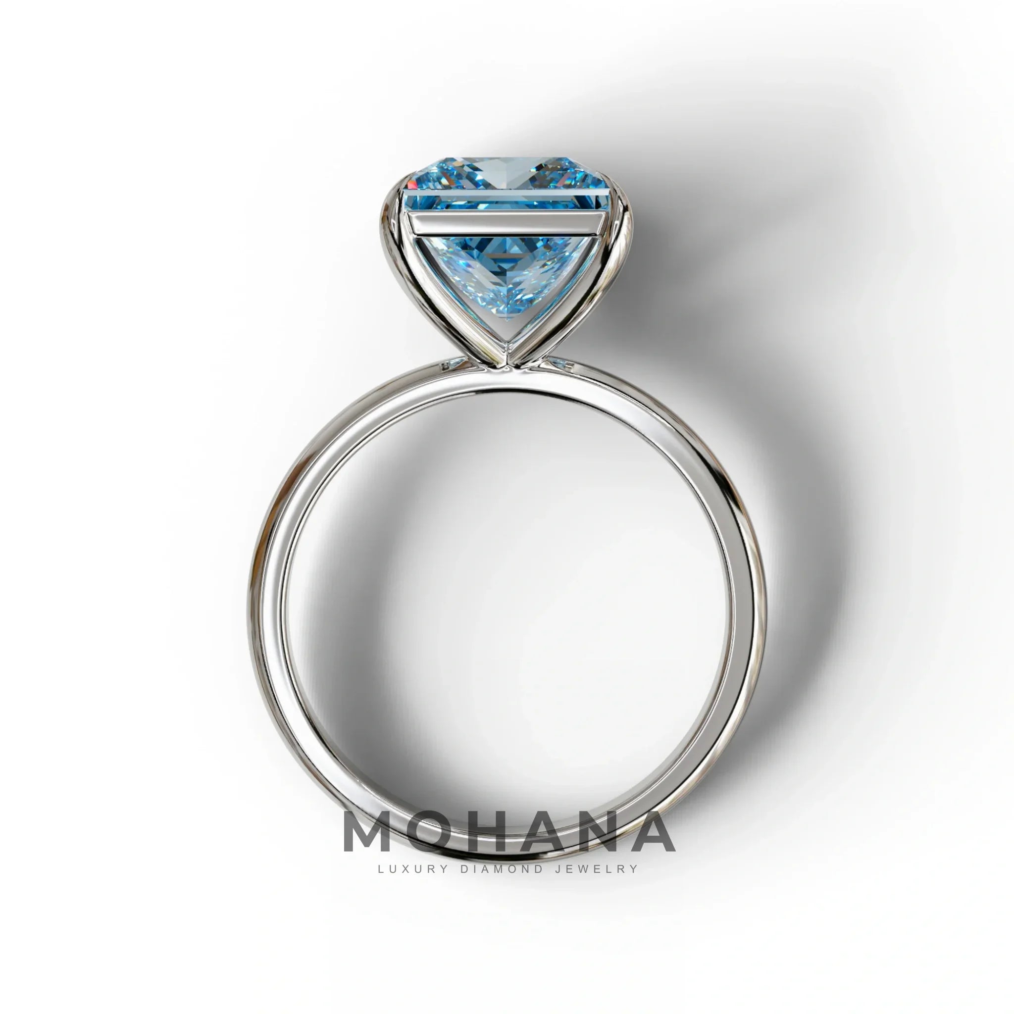 Fancy Blue Princess Cut Solitaire Lab Grown Diamond Engagement Ring - Speyeria