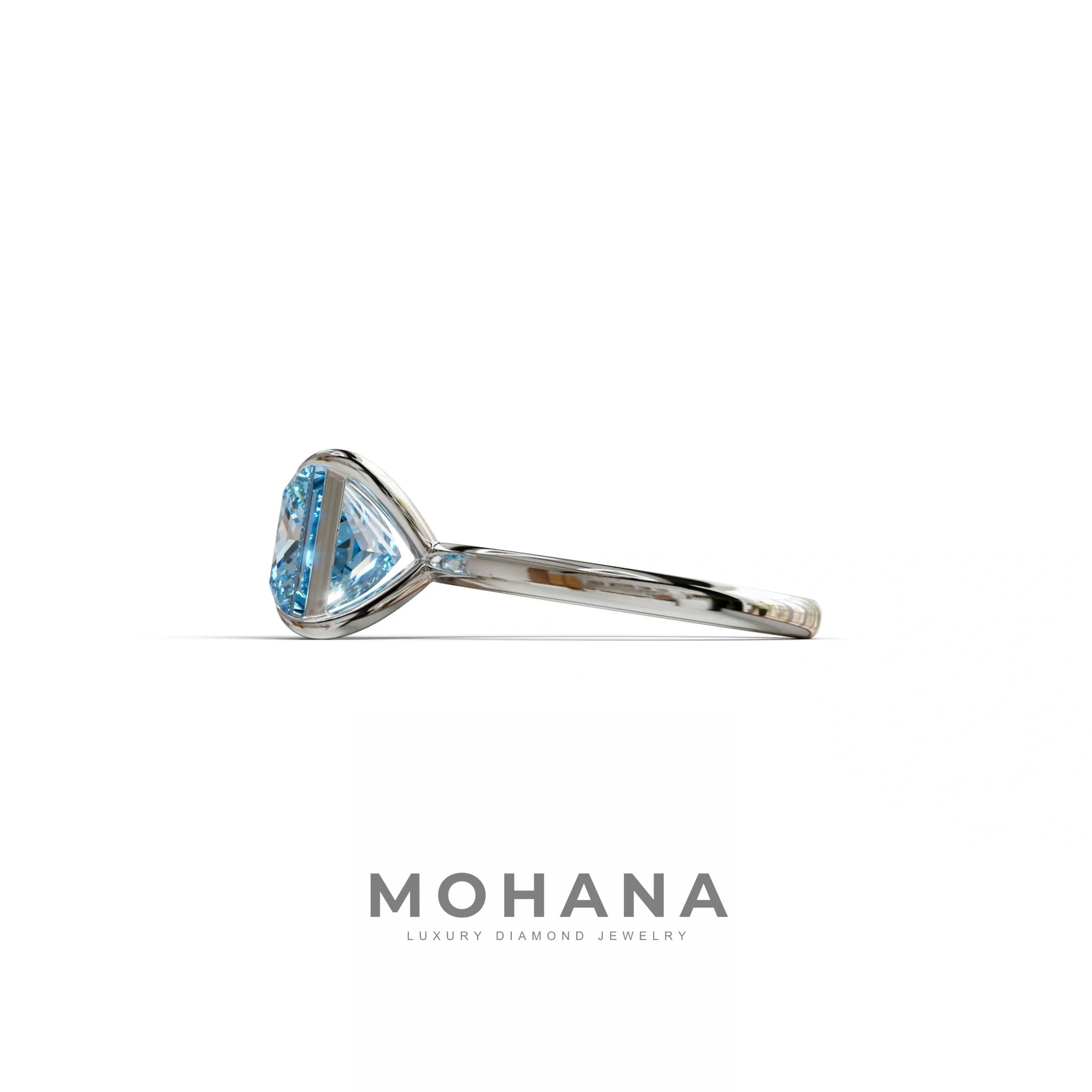 Fancy Blue Princess Cut Solitaire Lab Grown Diamond Engagement Ring - Speyeria