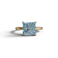 Fancy Blue Princess Cut Solitaire Lab Grown Diamond Engagement Ring - Speyeria - 2 Carat / 10K Solid Gold / Yellow Gold