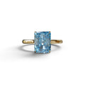 Fancy Blue Radiant Cut Solitaire Lab Grown Diamond Engagement Ring - Papilia - 2 Carat / 10K Solid Gold / Yellow Gold