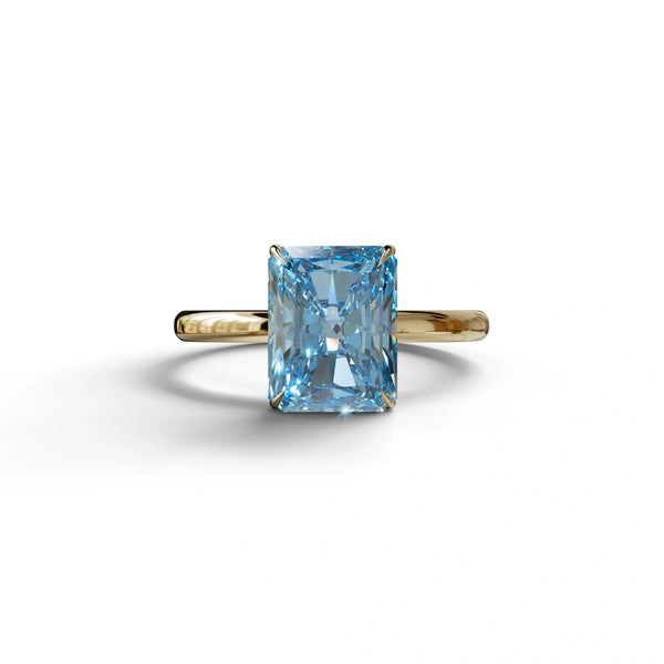 2 to 5 Carat Blue Lab Grown Diamond Engagement Ring – Radiant Cut Solitaire | Papilia