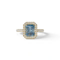 Blue Radiant Cut Halo & Pave Lab Grown Diamond Engagement Ring - Madison - 2 Carat / 10K Solid Gold / Yellow Gold