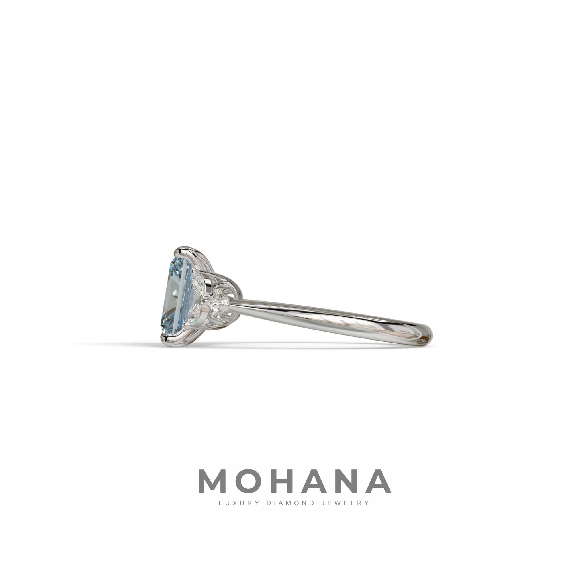 2.5 Carat Blue Lab Grown Diamond Engagement Ring · Radiant Cut Nature-Inspired | Aurora - view 6