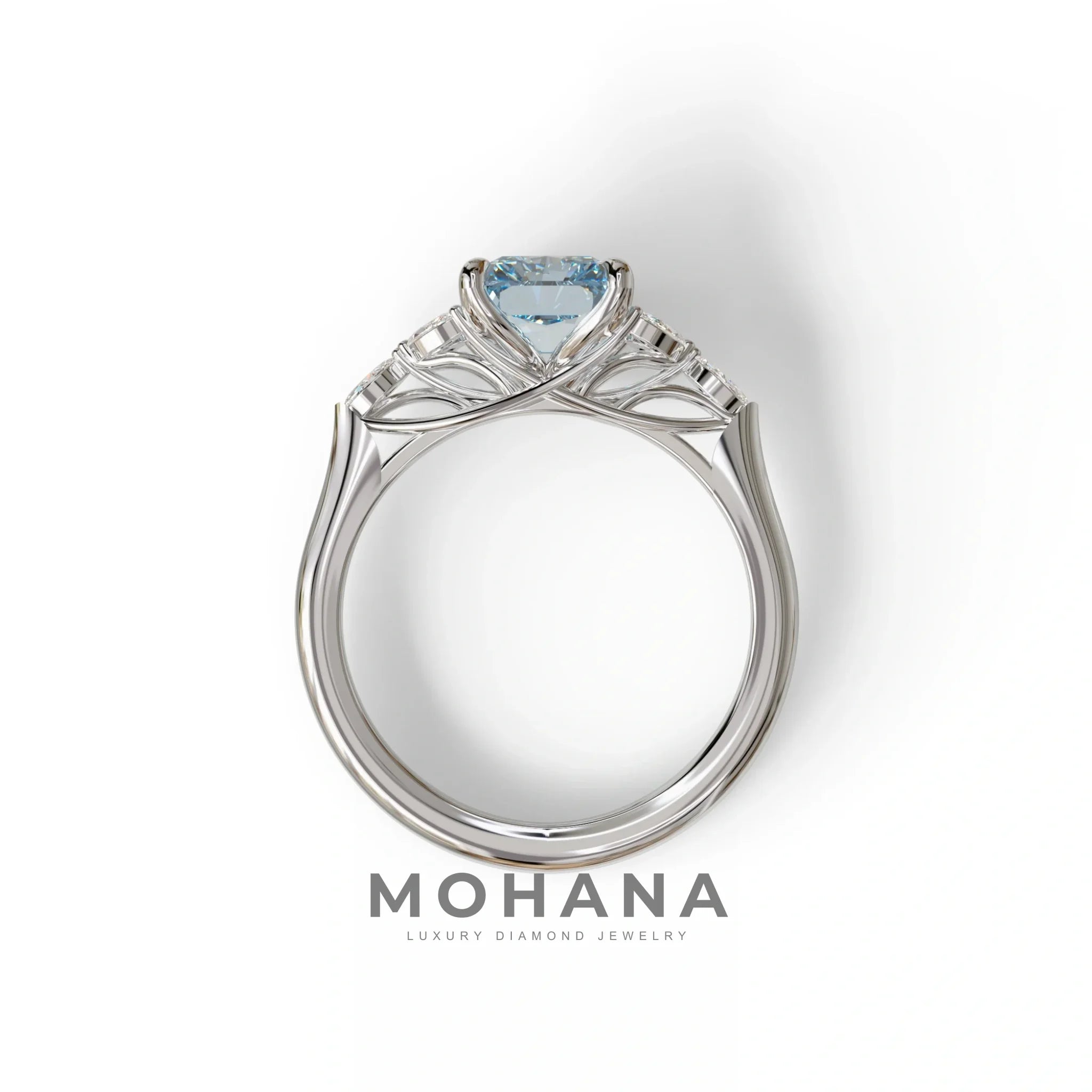 2.5 Carat Blue Lab Grown Diamond Engagement Ring · Radiant Cut Nature-Inspired | Aurora - view 9