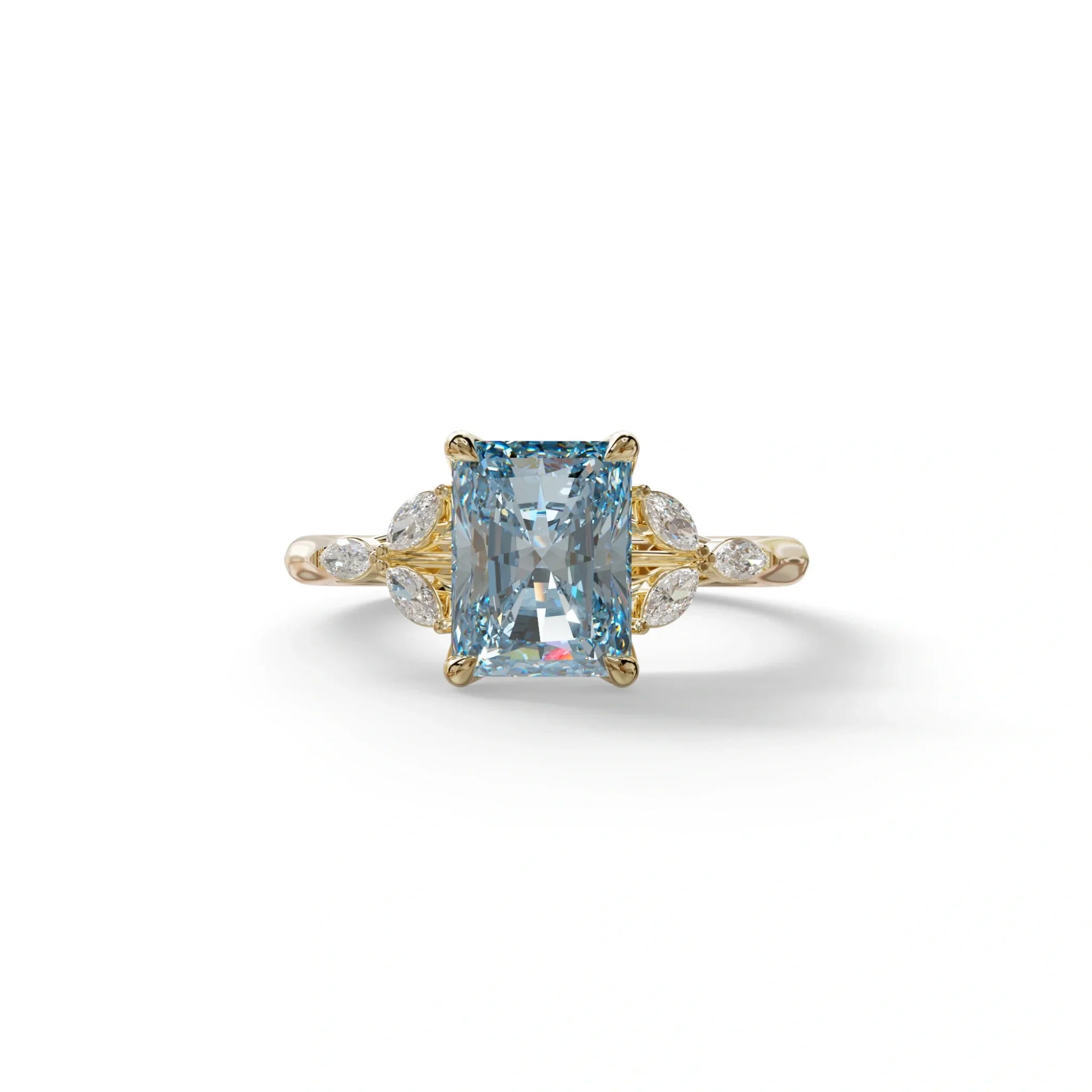 2.5 Carat Blue Lab Grown Diamond Engagement Ring · Radiant Cut Nature-Inspired | Aurora - view 1