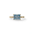 2.5 Ct Blue Radiant Cut Lab Grown Diamond In Pave-Chanel Setting Ring - Maxine - 10K Solid Gold / Yellow Gold