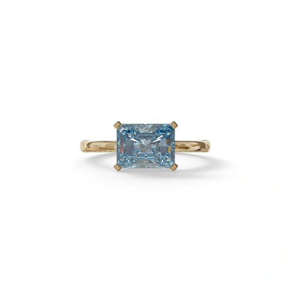 2.5 Carat Blue Lab Grown Diamond Engagement Ring – Radiant Cut Pavé | Maxine