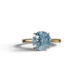 Blue Round Cut Solitaire Lab Diamond Engagement Ring - Italia - 2 Carat / 10K Solid Gold / Yellow Gold