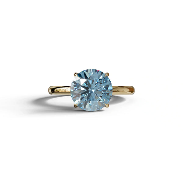 2 to 5 Carat Blue Lab Grown Diamond Engagement Ring – Round Cut Solitaire