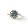 Fancy Blue Round Cut Halo & Pave Lab Grown Diamond Engagement Ring - Flutura - 2 Carat / 10K Solid Gold / Yellow Gold