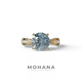 2.5 Carat Blue Round Shaped Lab Diamond Ring V-Shank Pave Setting -Je t’adore - 10K Solid Gold / Yellow Gold