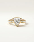 Ready to Ship 2.5 Carat Colorless Shield Cut Tapered Baguette Yellow Gold Diamond Ring — view 1