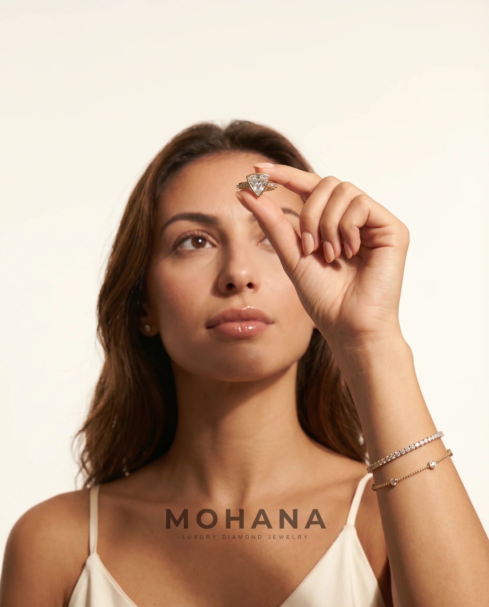 Ready to Ship 2.5 Carat Colorless Shield Cut Tapered Baguette Yellow Gold Diamond Ring — view 7