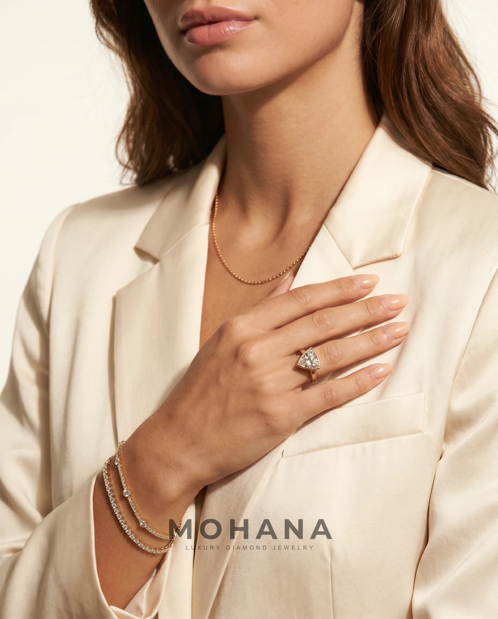 Ready to Ship 2.5 Carat Colorless Shield Cut Tapered Baguette Yellow Gold Diamond Ring — view 13