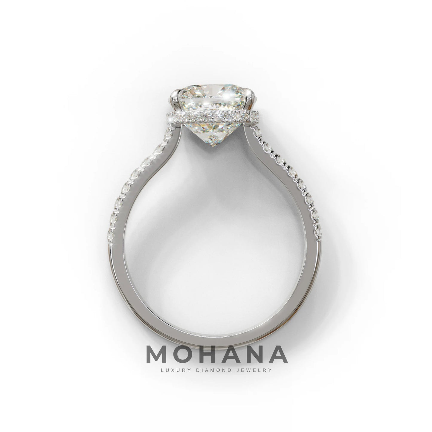E VVS 2.5 Carat Cushion Cut Hidden Halo & Pave Lab Diamond Ring - Éblouissant