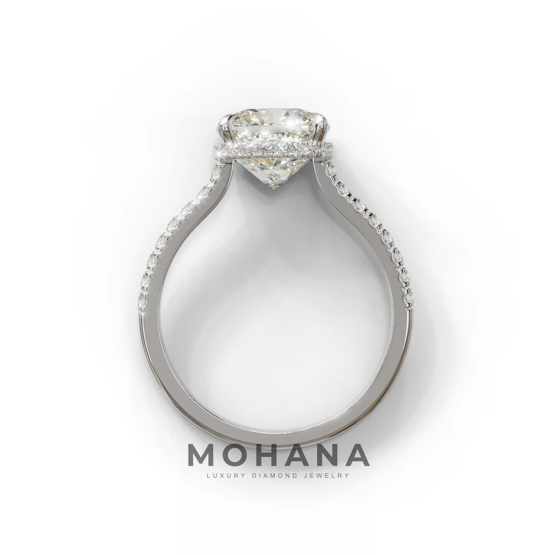 E VVS 2.5 Carat Cushion Cut Hidden Halo & Pave Lab Diamond Ring - Éblouissant