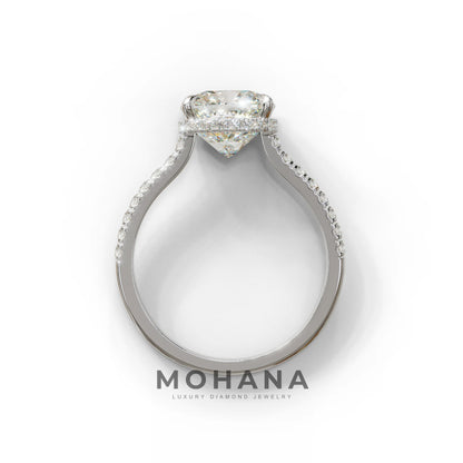 E VVS 2.5 Carat Cushion Cut Hidden Halo & Pave Lab Diamond Ring - Éblouissant