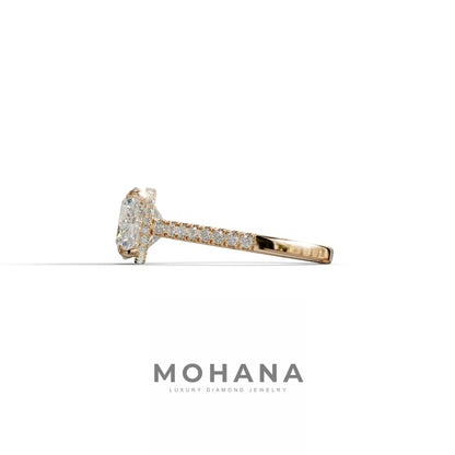 E VVS 2.5 Carat Cushion Cut Hidden Halo & Pave Lab Diamond Ring - Éblouissant