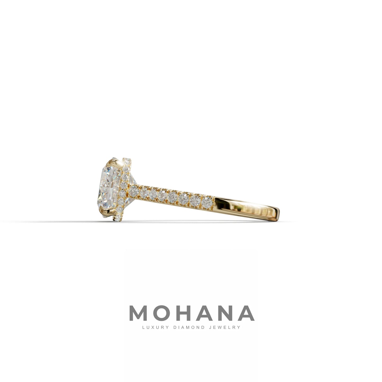 E VVS 2.5 Carat Cushion Cut Hidden Halo & Pave Lab Diamond Ring - Éblouissant