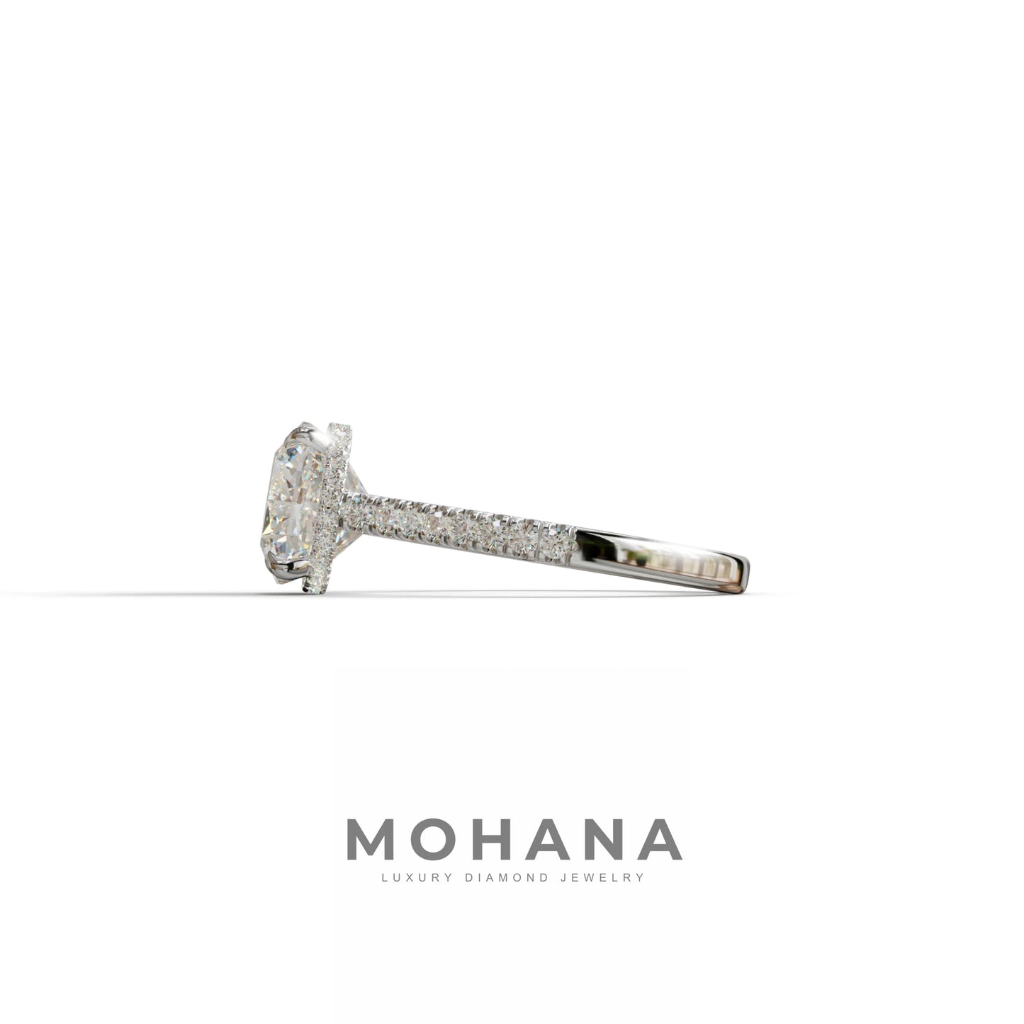 E VVS 2.5 Carat Cushion Cut Hidden Halo & Pave Lab Diamond Ring - Éblouissant