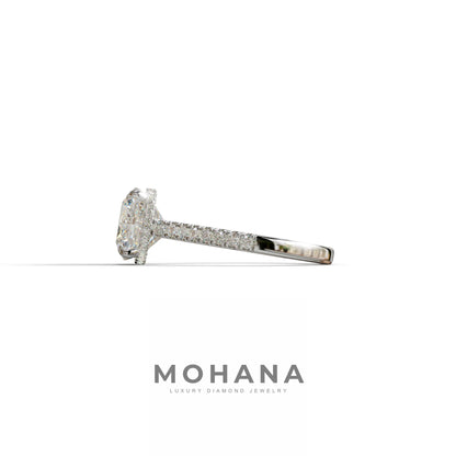 E VVS 2.5 Carat Cushion Cut Hidden Halo & Pave Lab Diamond Ring - Éblouissant