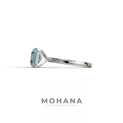 2.5 Carat Blue Asscher Cut Hidden Halo Setting Lab Grown Diamond Ring