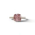 2.5 Carat Pink Cushion Cut Hidden Halo & Pave Lab Grown Diamond Ring - 10K Solid Gold / Yellow Gold
