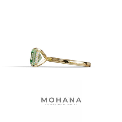 2.5 Carat Green Asscher Cut Hidden Halo Setting Lab Grown Diamond Ring