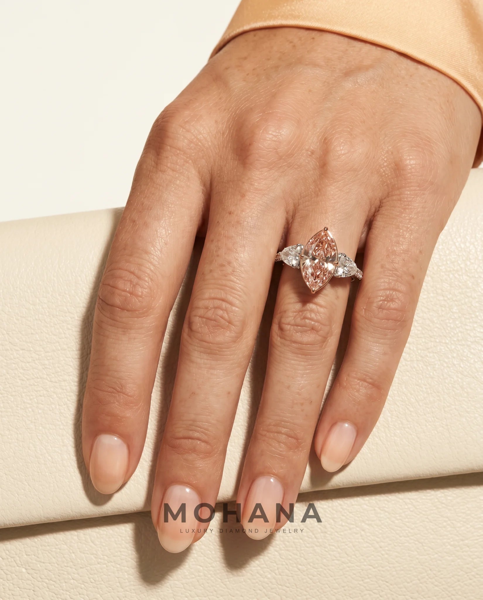 Ready to Ship 2.5 Carat Fancy Vivid Pink Marquise Three-Stone Diamond Ring — view 13