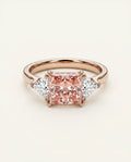Ready to Ship 2.5 Carat Fancy Vivid Pink Princess Cut Three-Stone Rose Gold Diamond Ring — view 1