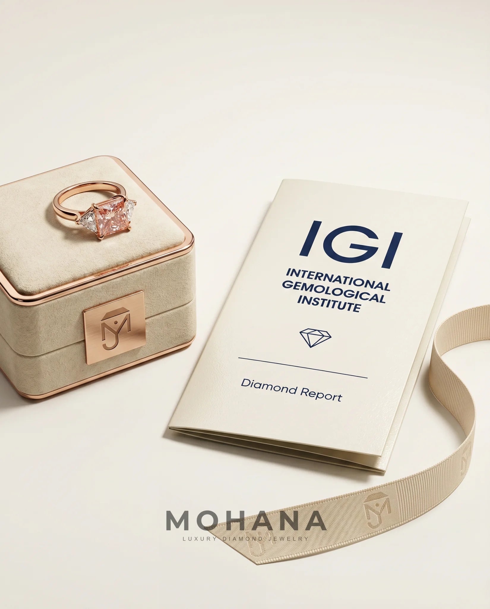 Ready to Ship 2.5 Carat Fancy Vivid Pink Princess Cut Three-Stone Rose Gold Diamond Ring — view 5