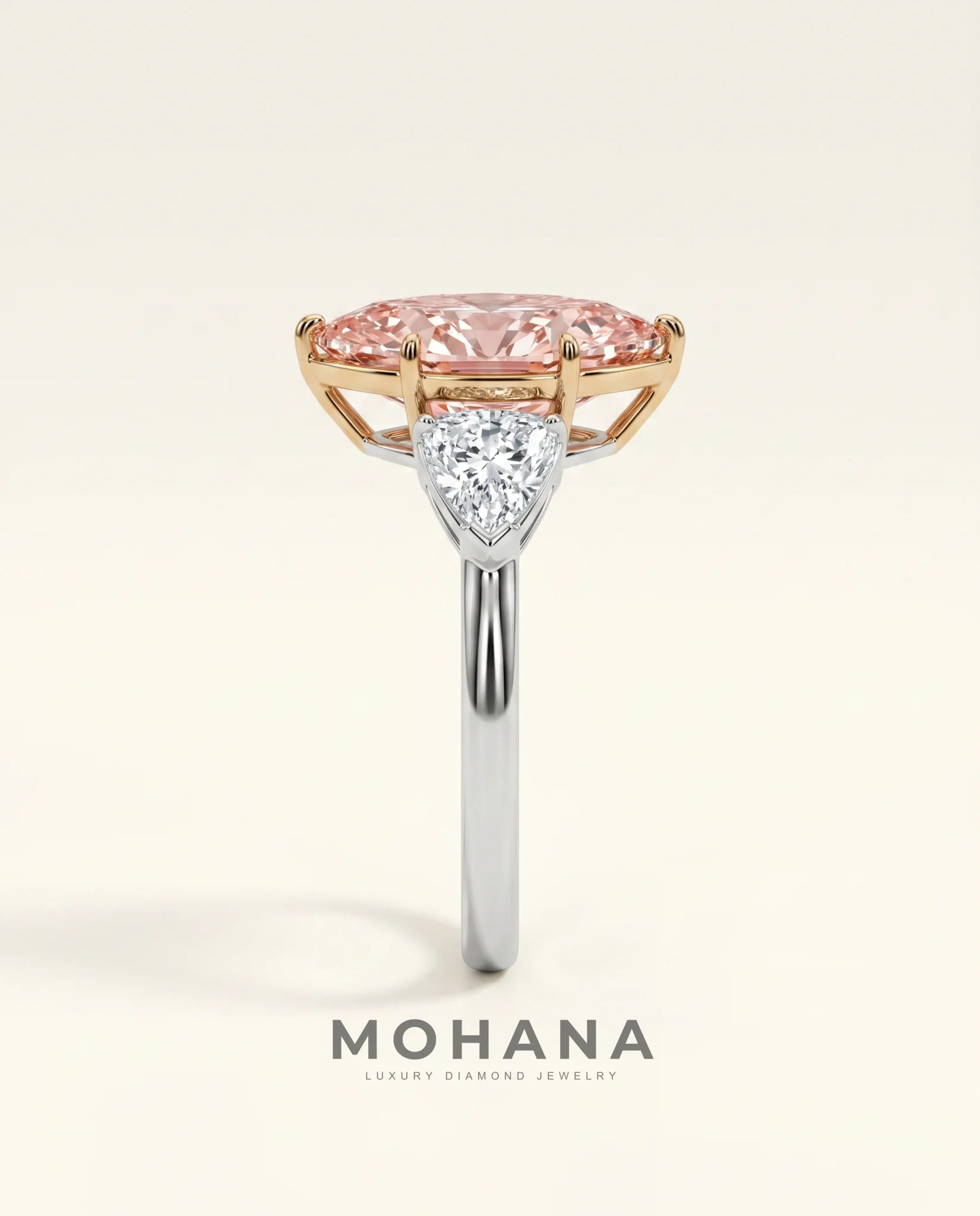 Ready to Ship 2.5 Carat Fancy Vivid Pink Marquise Three-Stone Diamond Ring — view 3