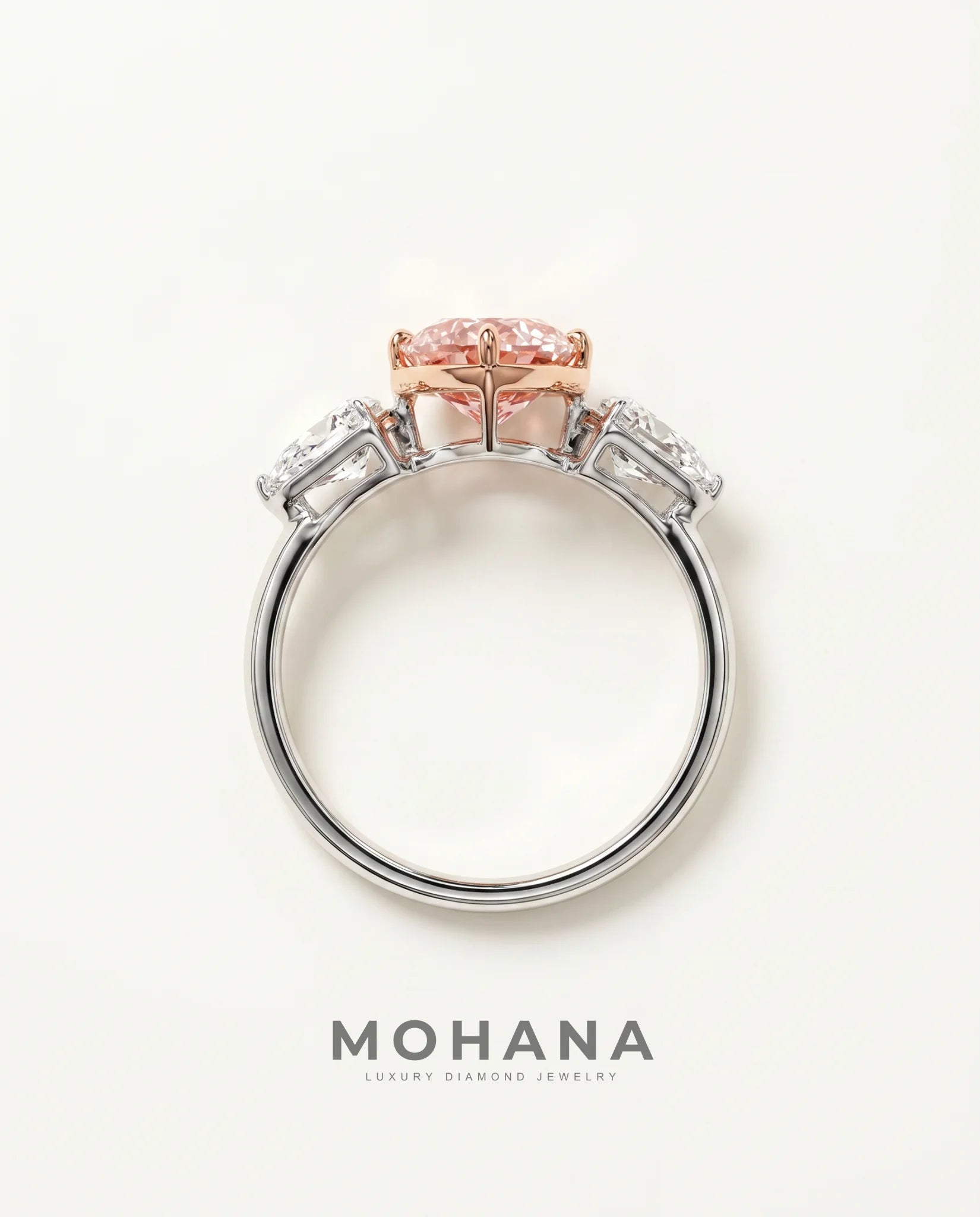 Ready to Ship 2.5 Carat Fancy Vivid Pink Marquise Three-Stone Diamond Ring — view 2